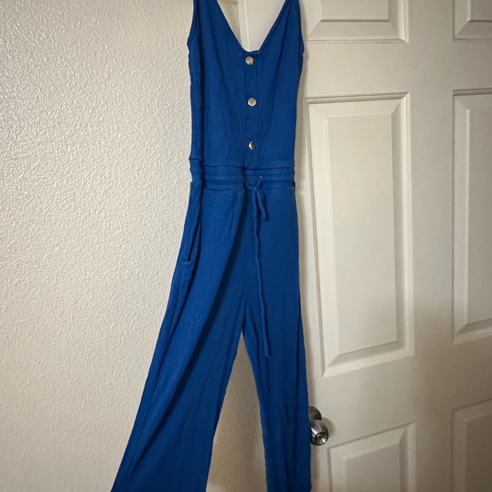 Fashion Nova Royal Blue Button-Front Jumpsuit